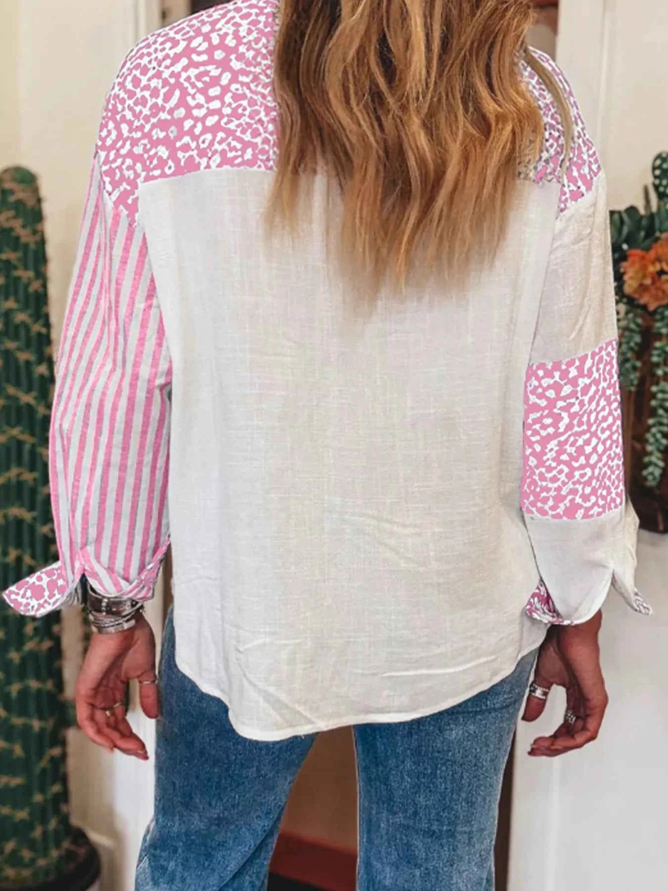 Leopard Striped Western Casual Shirt.
