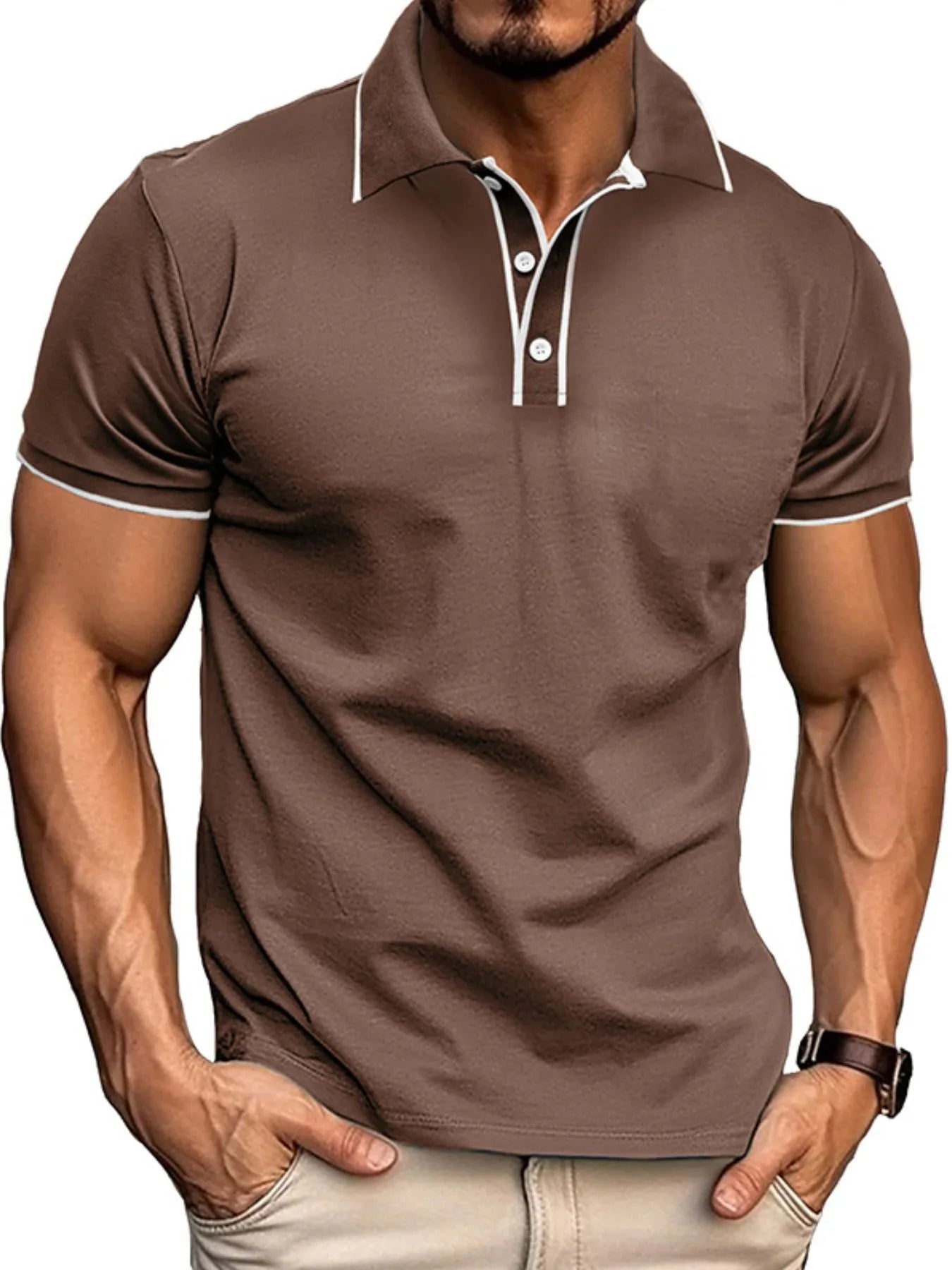Men's Slim Fit Polo Shirt with Contrast Trim.