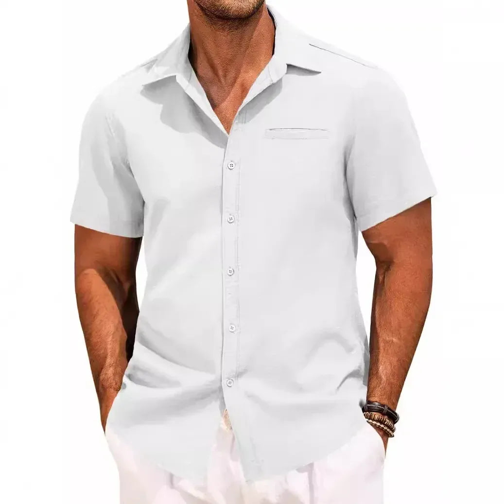Men's Plus Size Classic Short Sleeve Button Down Shirt.
