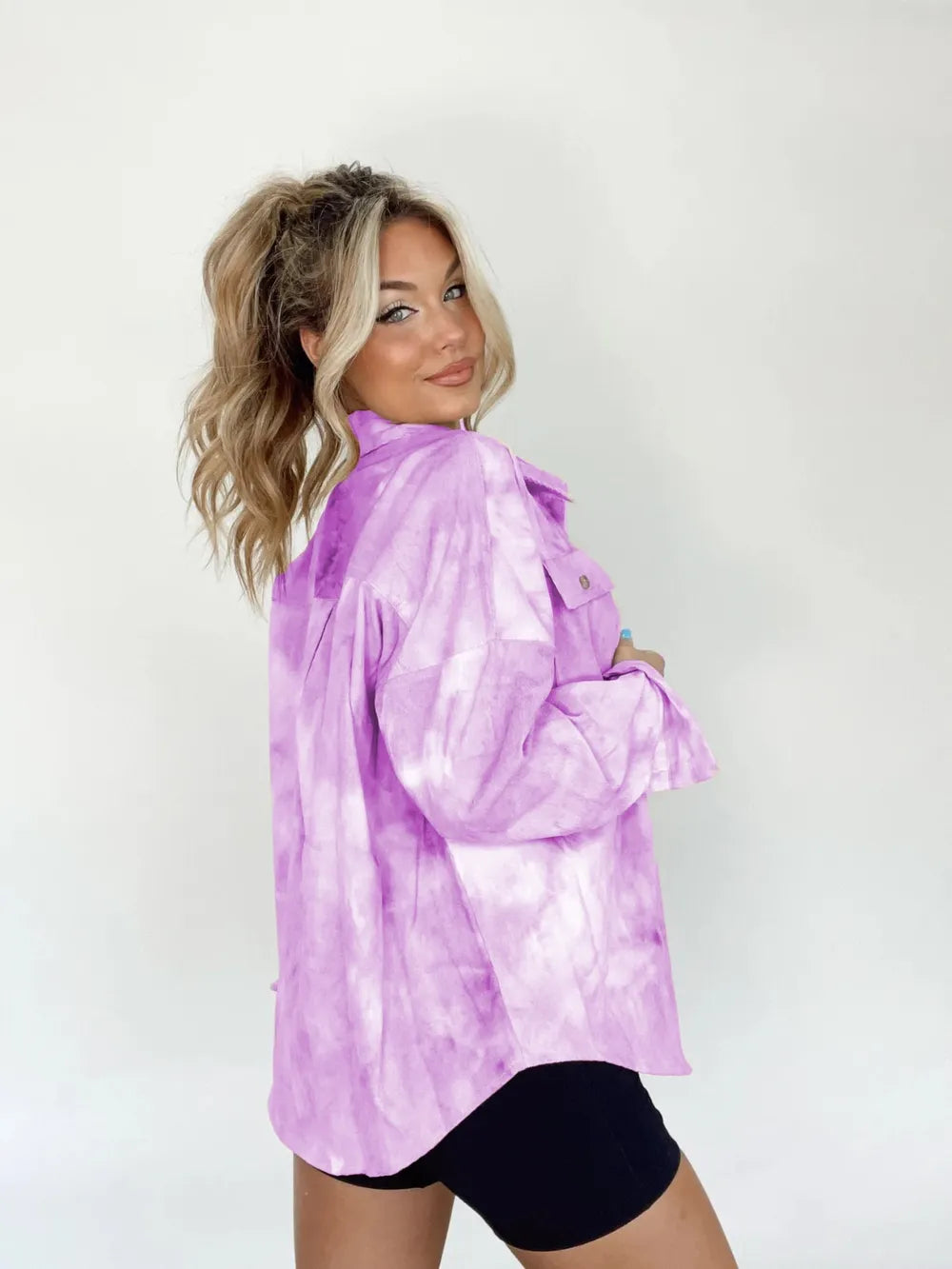 Tie-Dye Button Up Long Sleeve Shirt.