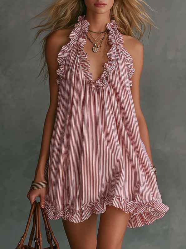 Elegant Resort-style Fashion Sleeveless Halter-neck Dress