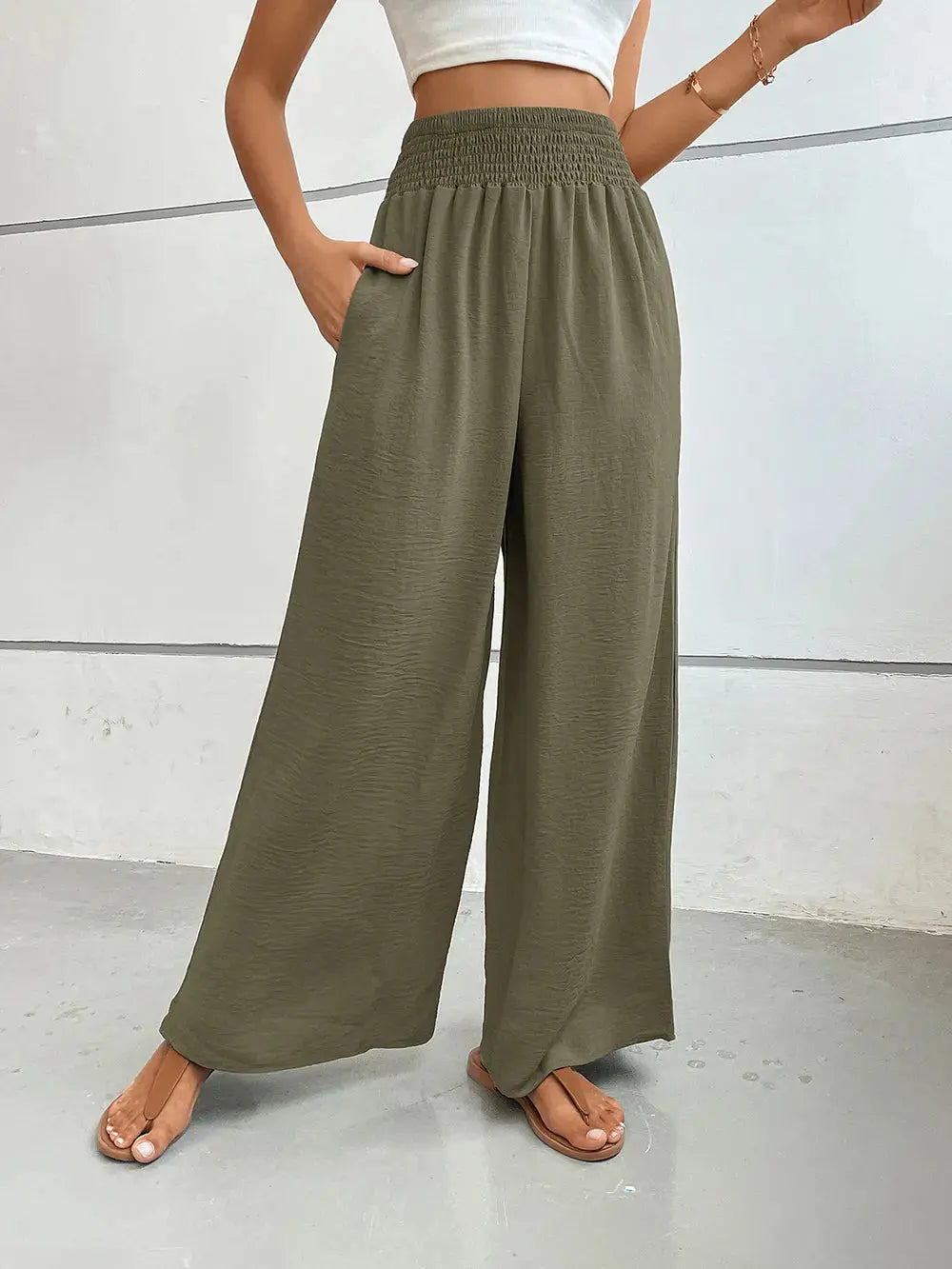 Perfee Wide Leg Pants with Pockets - CHIC TB