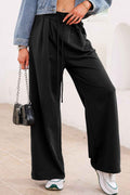 Dear Lovers Black Tied Elastic High Waist Pleated Detail Solid Sweatpants