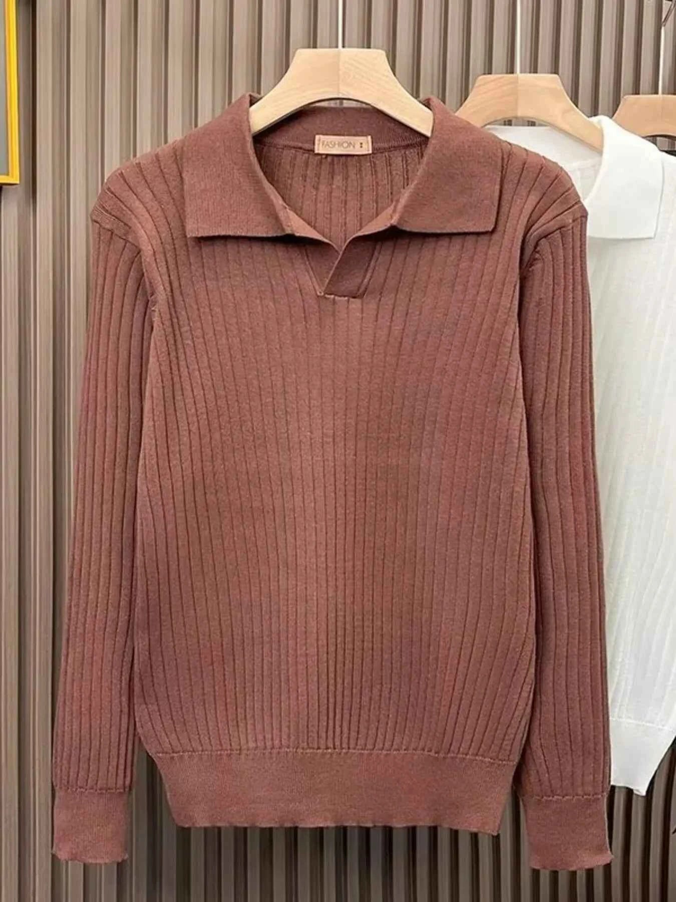 Men's Plus Size Collared Neck Long Sleeve Polo