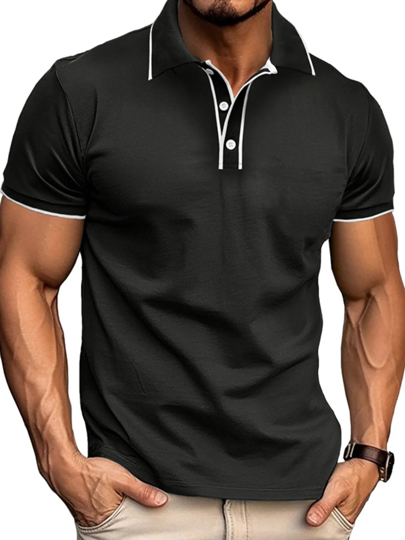 Men's Slim Fit Polo Shirt with Contrast Trim.