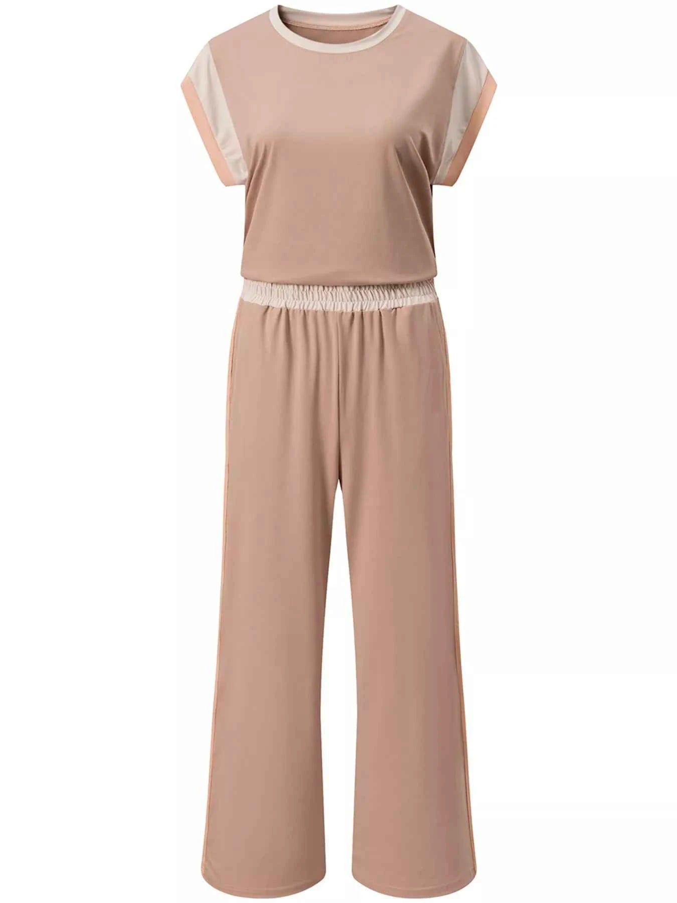 Color Block Detail Casual Two-piece Set