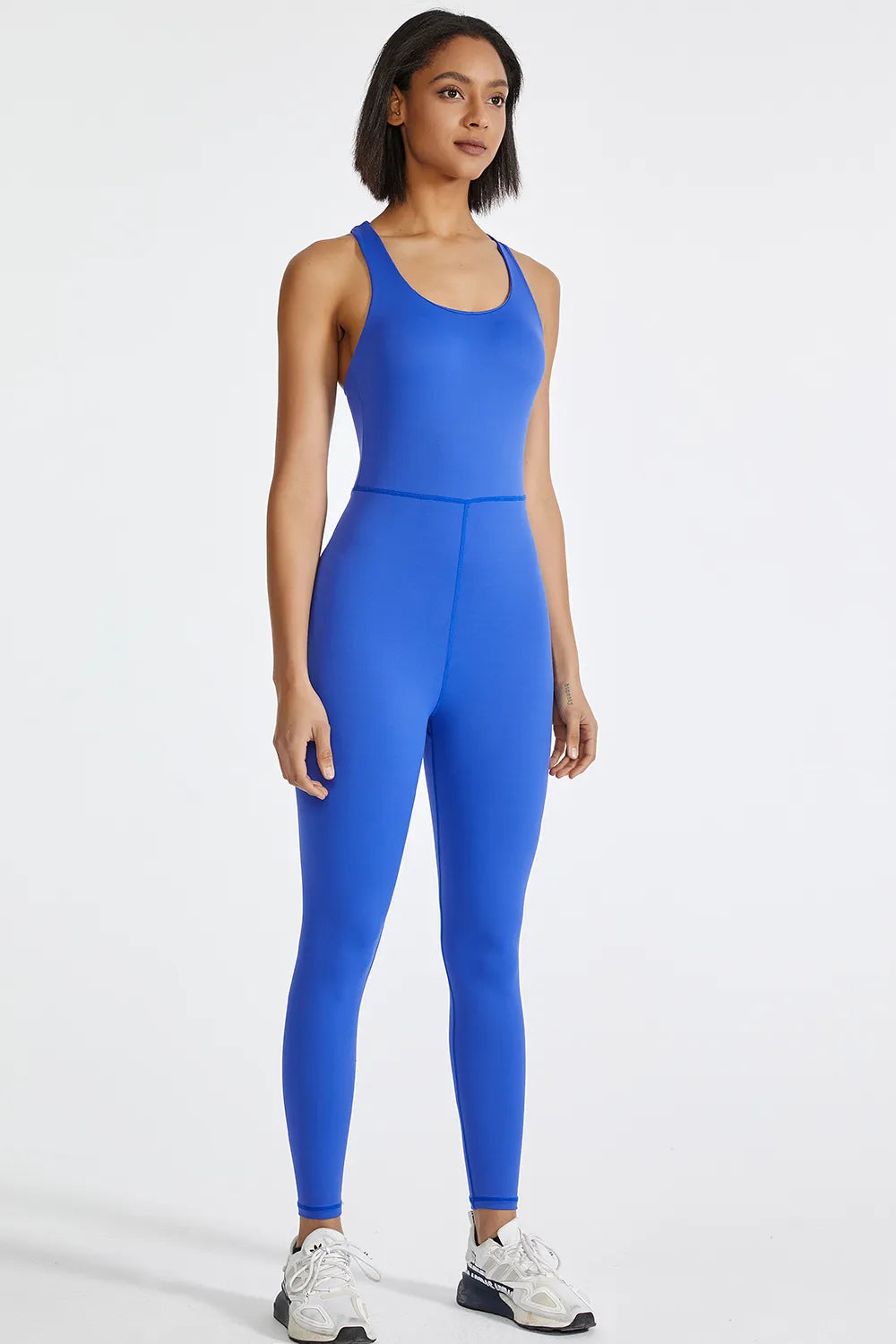 Crisscross Back Wide Strap Active Jumpsuit.