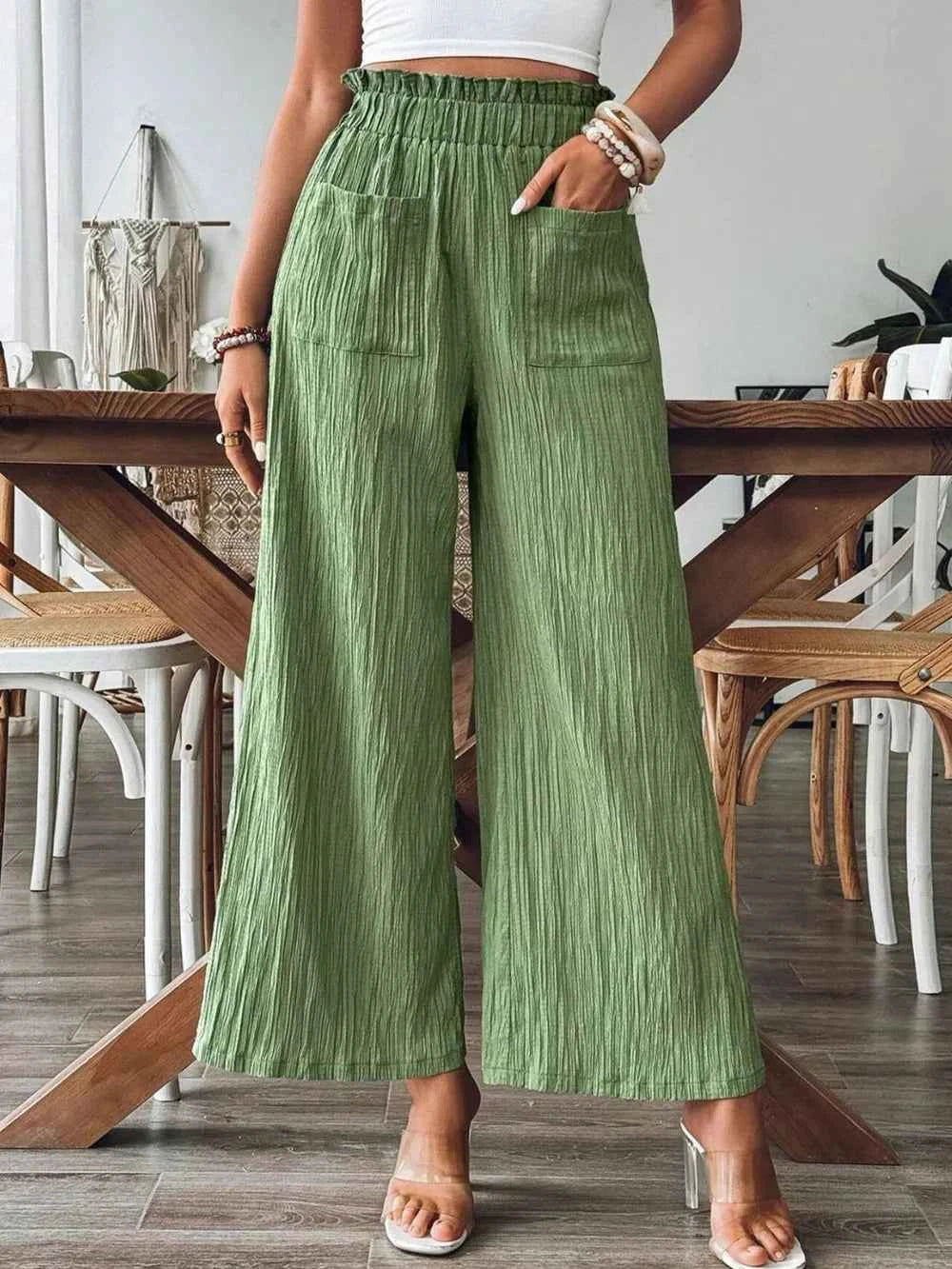 Frill Wide Leg Pants.
