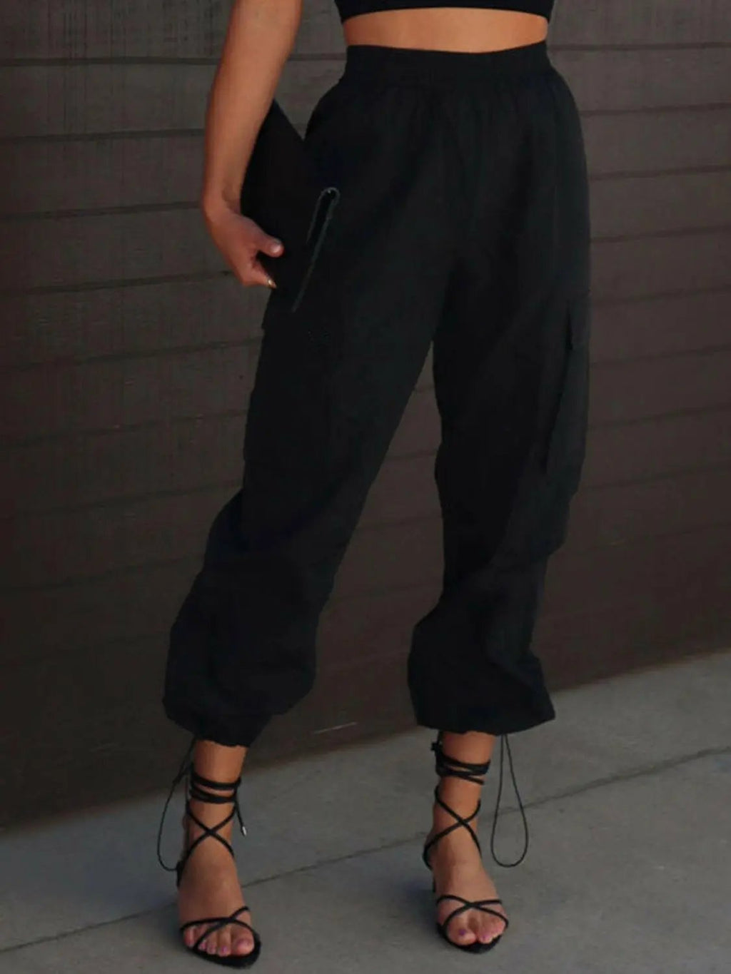 High Waist Drawstring Pants with Pockets.