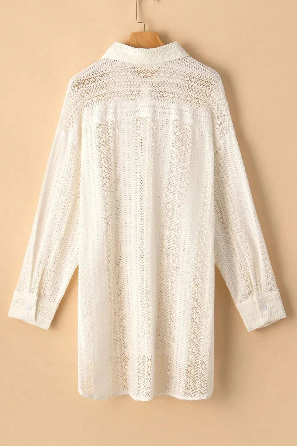 Lace Crochet Collared Neck Oversized Shirt.