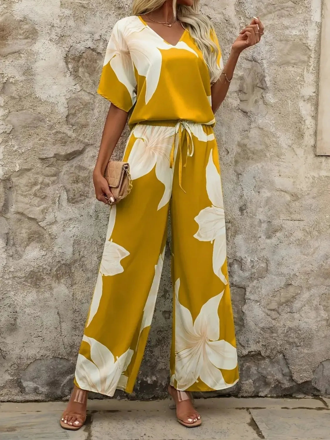 Top and Wide Leg Pants Set WOMEN - CHIC TB