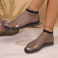Rhinestone Mesh Flat Sandals.
