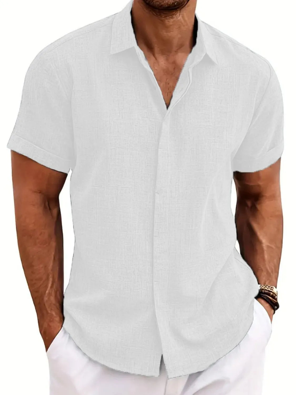 Men's Full Size Collared Neck Short Sleeve Shirt Plus Size.