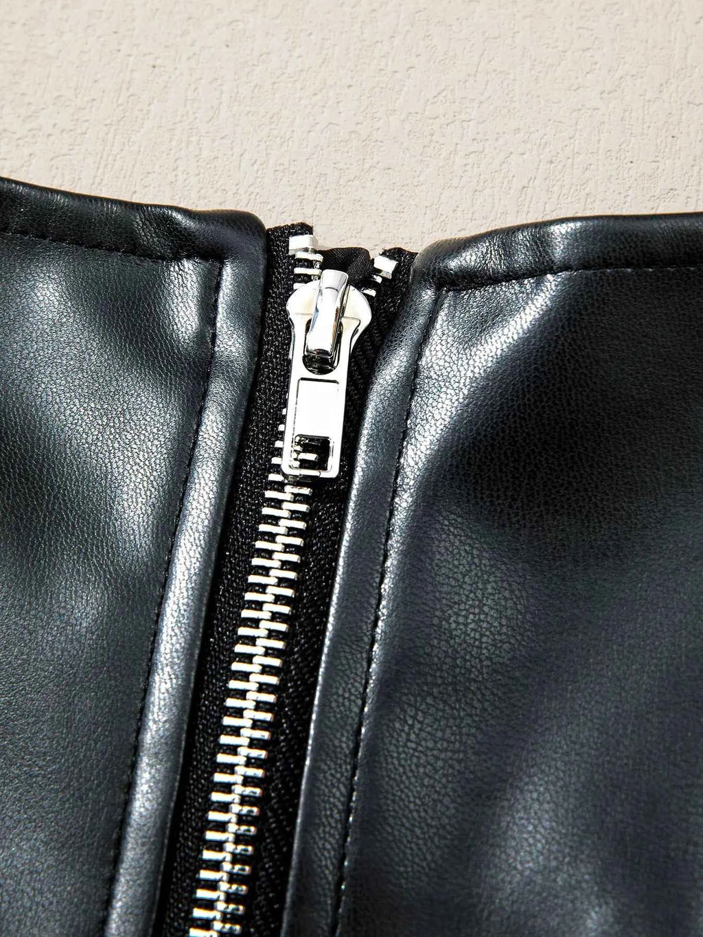 Faux Leather Ruffle Hem Sleeveless Mini Dress