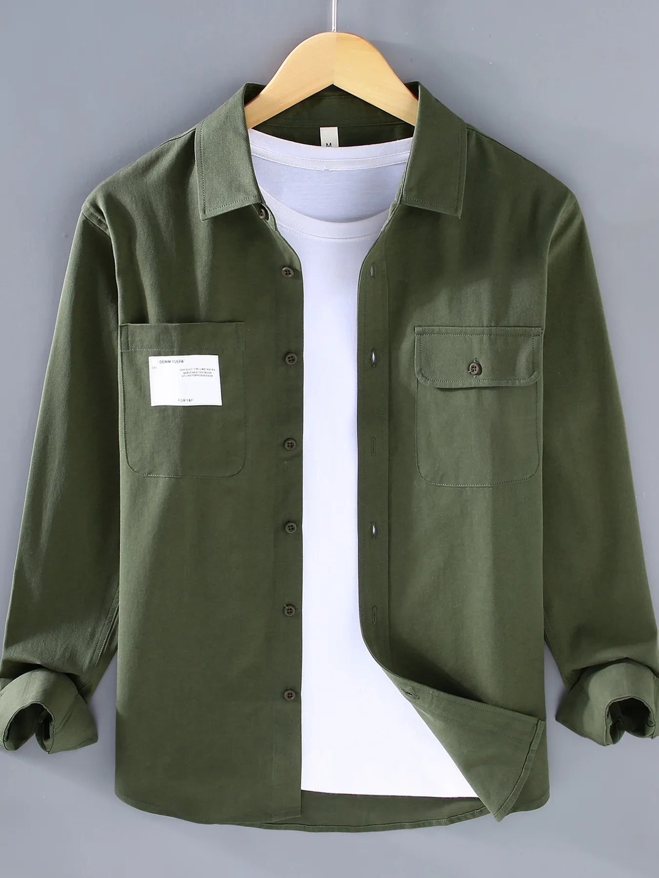 Men's Plus Size Button Up Long Sleeve Shirt.