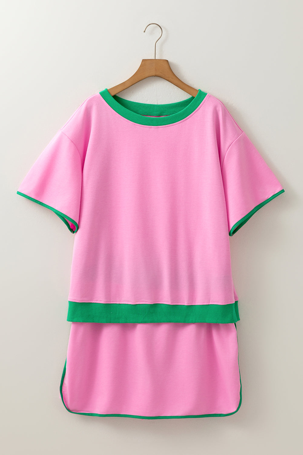 Bonbon Plus Size Contrast Trim T Shirt and Skirt Two Piece Set Dear-Lover Dropshipping