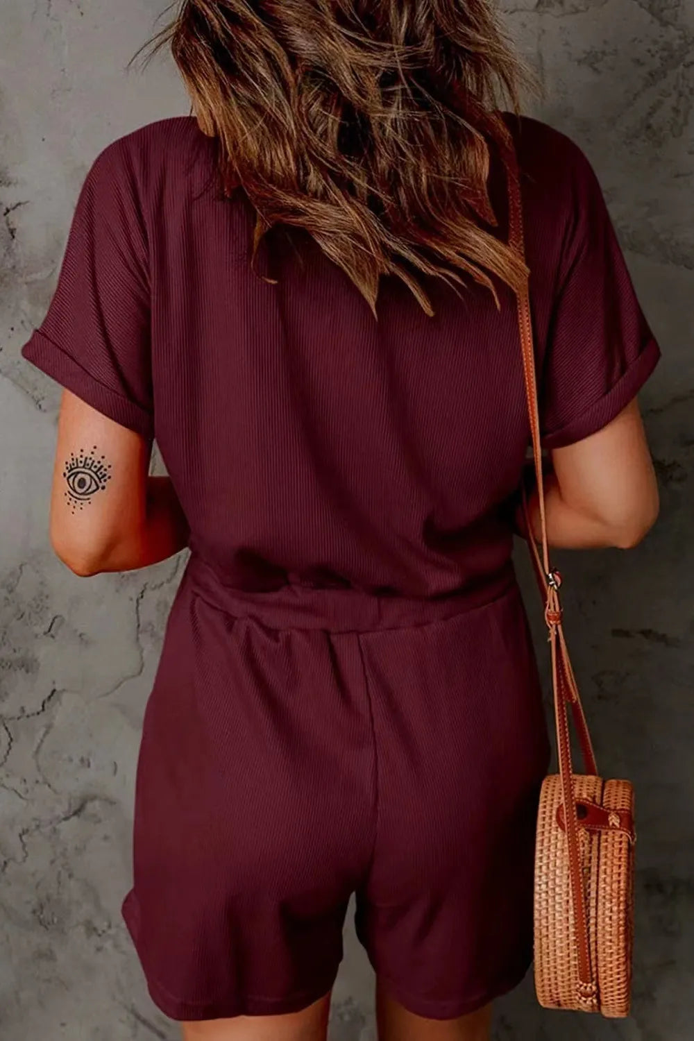 V-Neck Short Sleeve Romper.