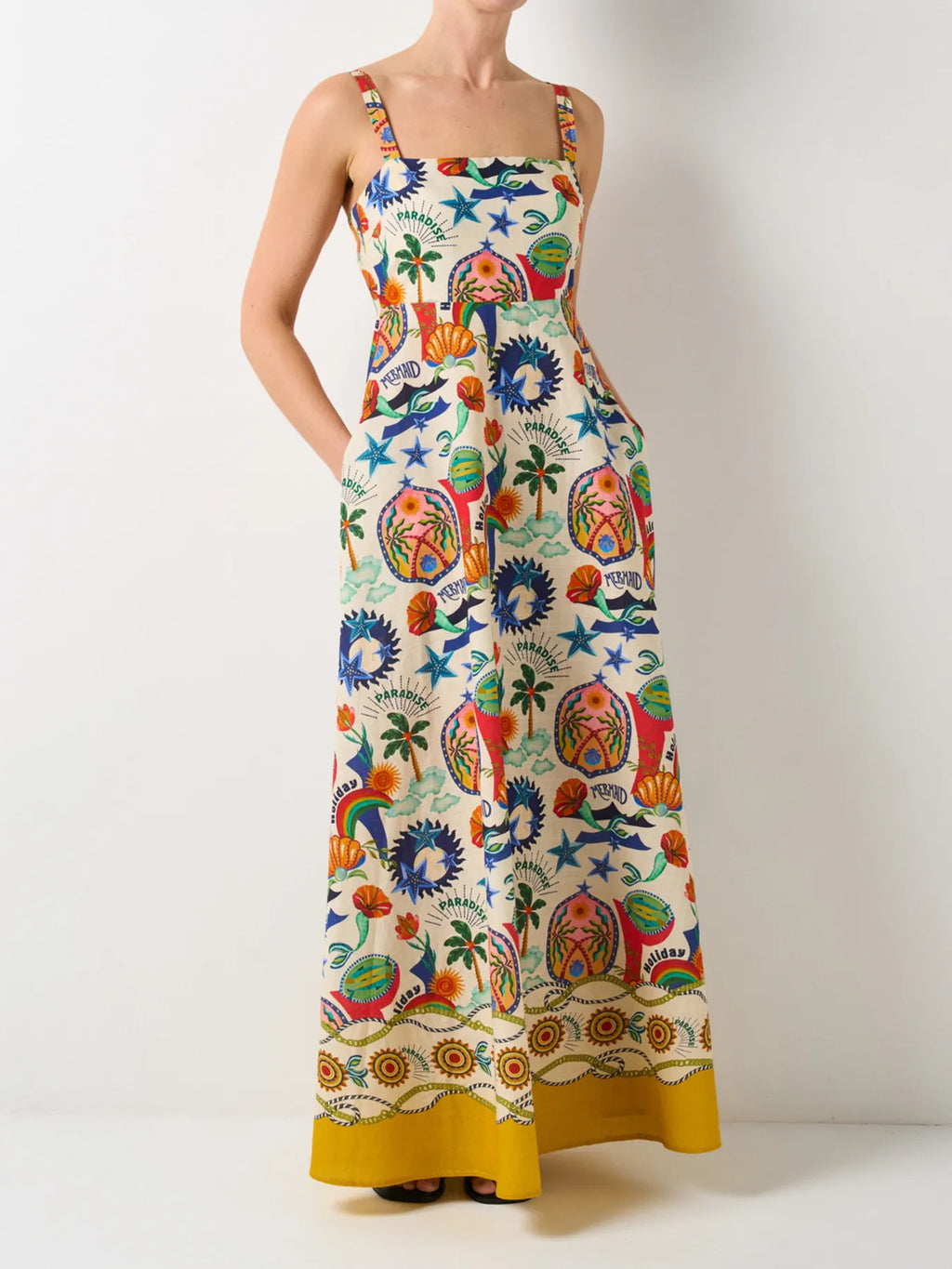 Flowery Square Neck Maxi Dress.