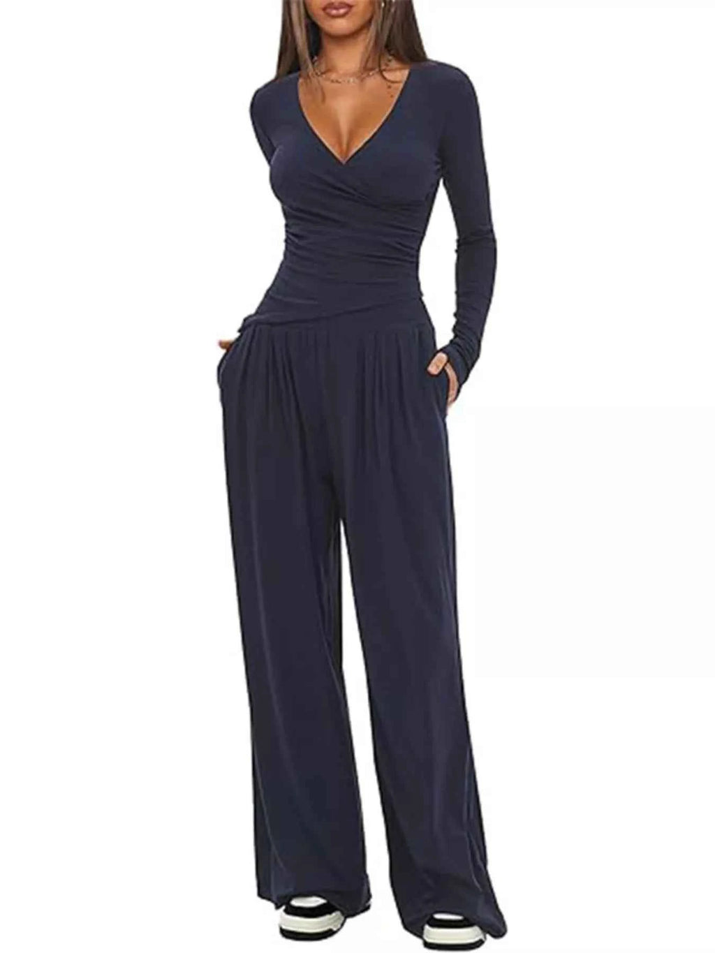 Casual Long Sleeve Top and Pants Two-Piece Set