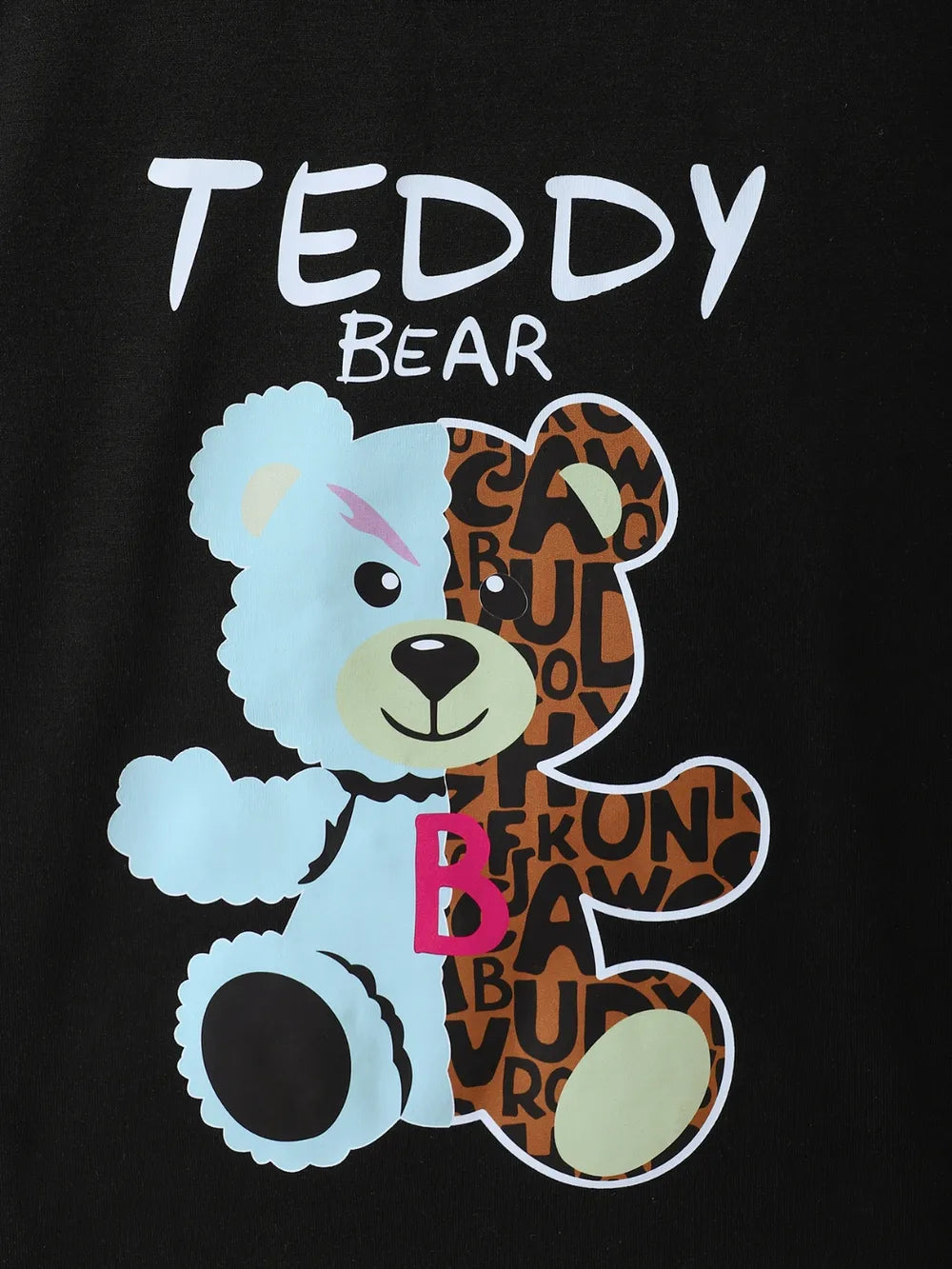 Children's Teddy Bear Round Neck Top and Pants Set.