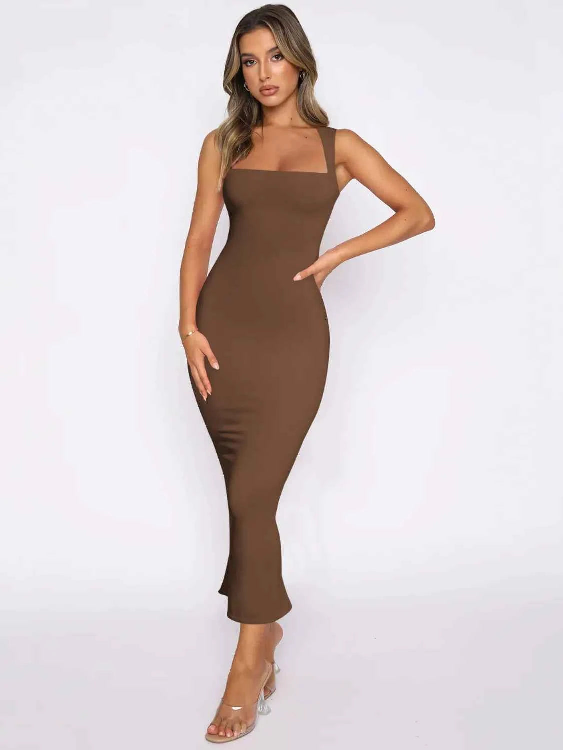 Slit Back Sleeveless Maxi Tank Dress