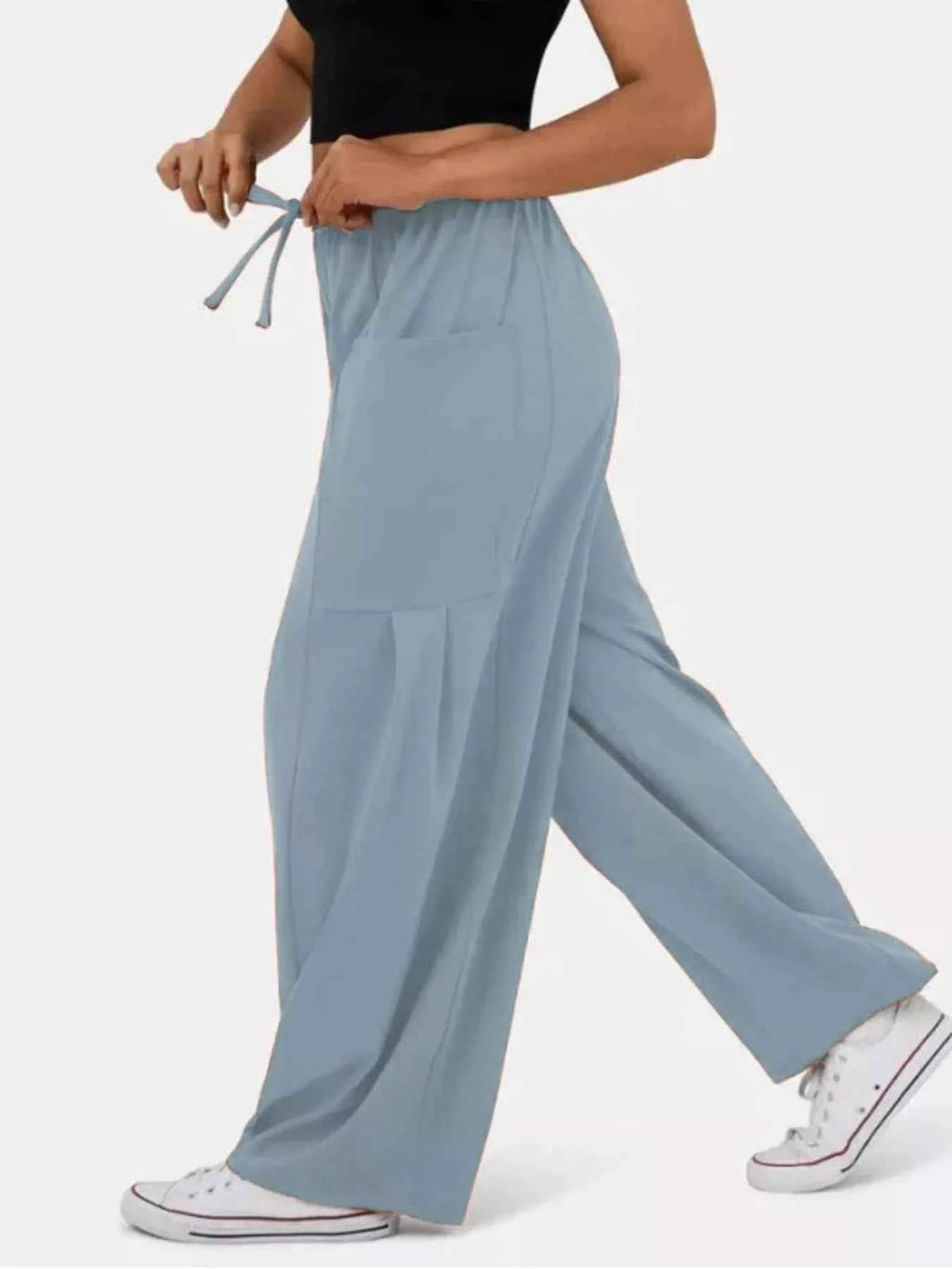 Drawstring Wide Leg Pants.