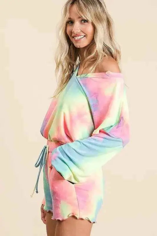 Tie Dye French Terry Top and Shorts Set.