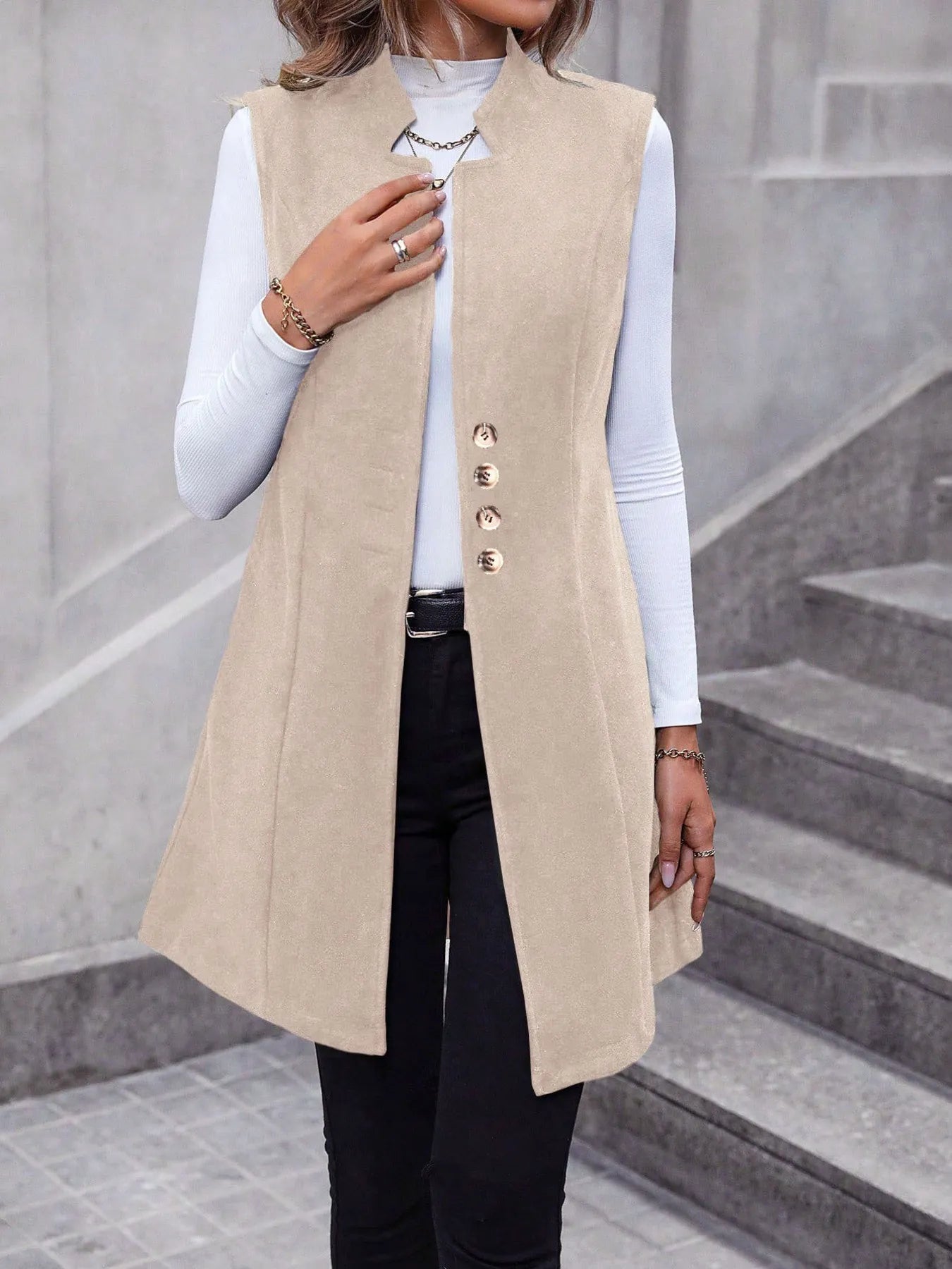 Button Up Longline Vest Coat.