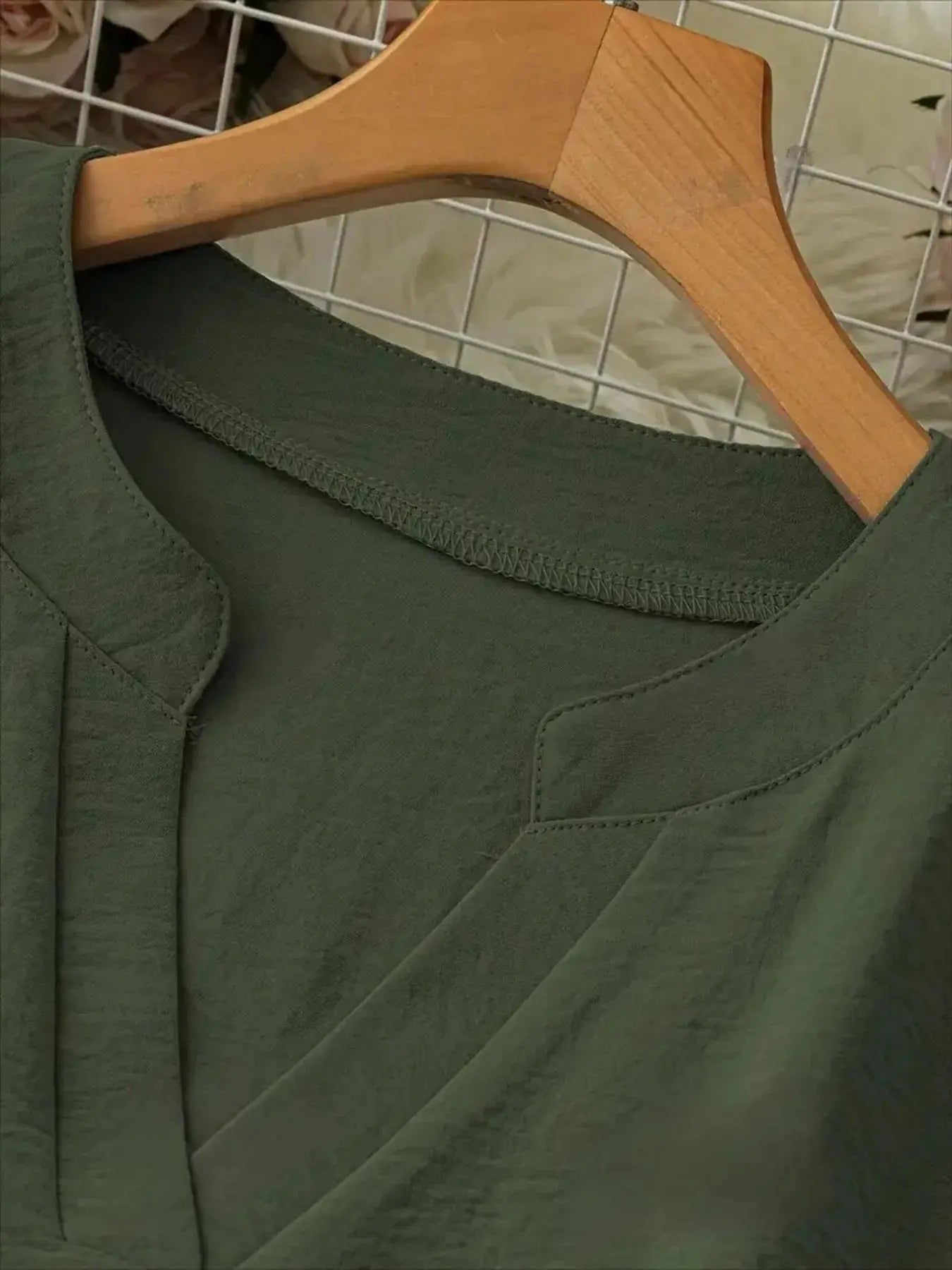 Notched Long Sleeve Casual Blouse.