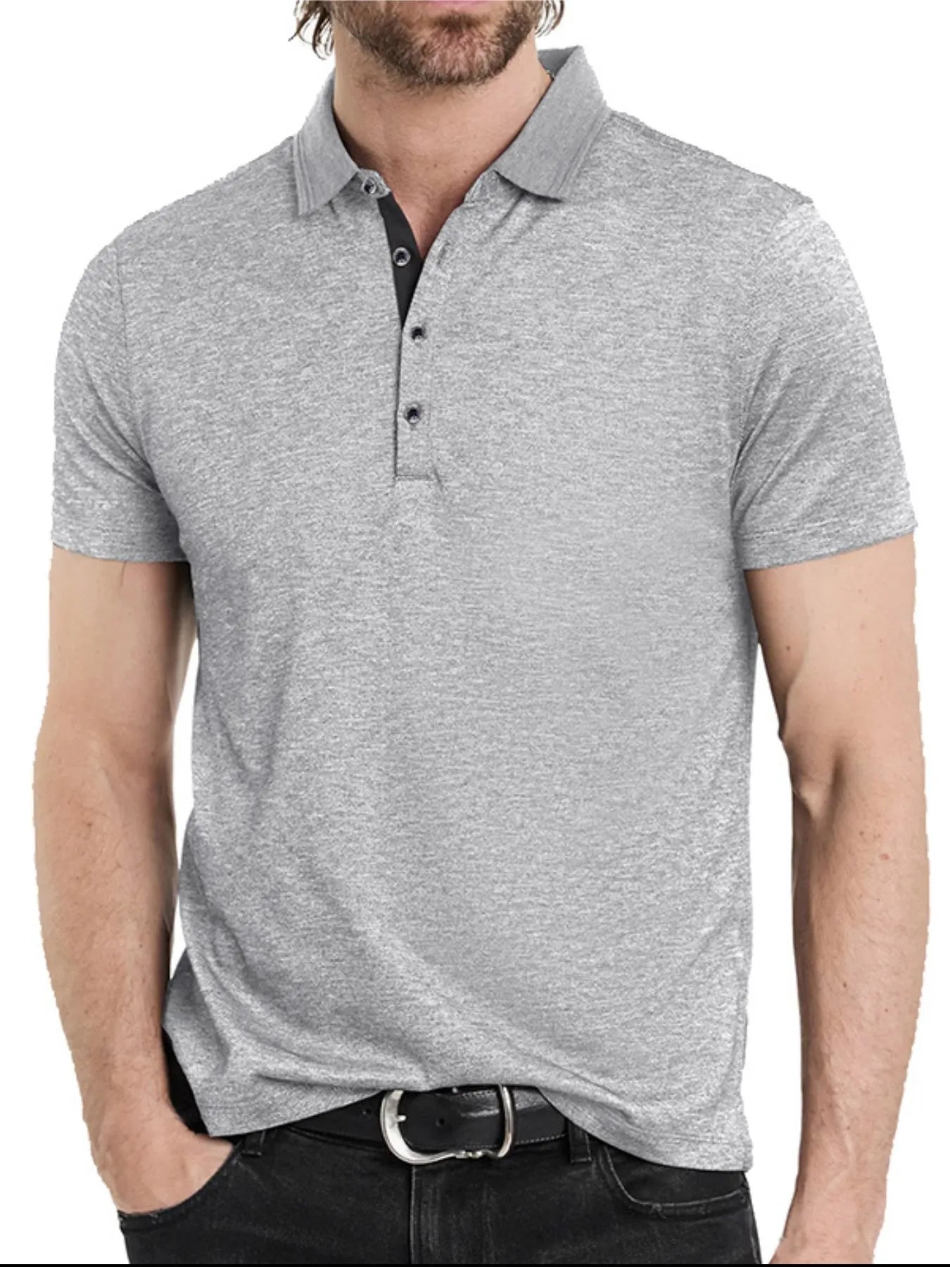 Men's Classic Heathered Short Sleeve Polo Shirt.