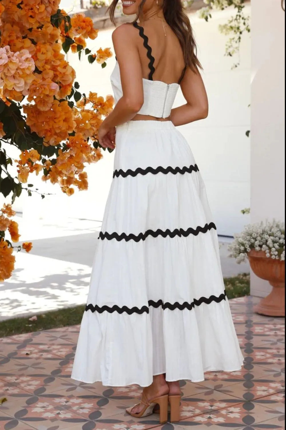 Contrast Trim Cami and Skirt Set - CHIC TB