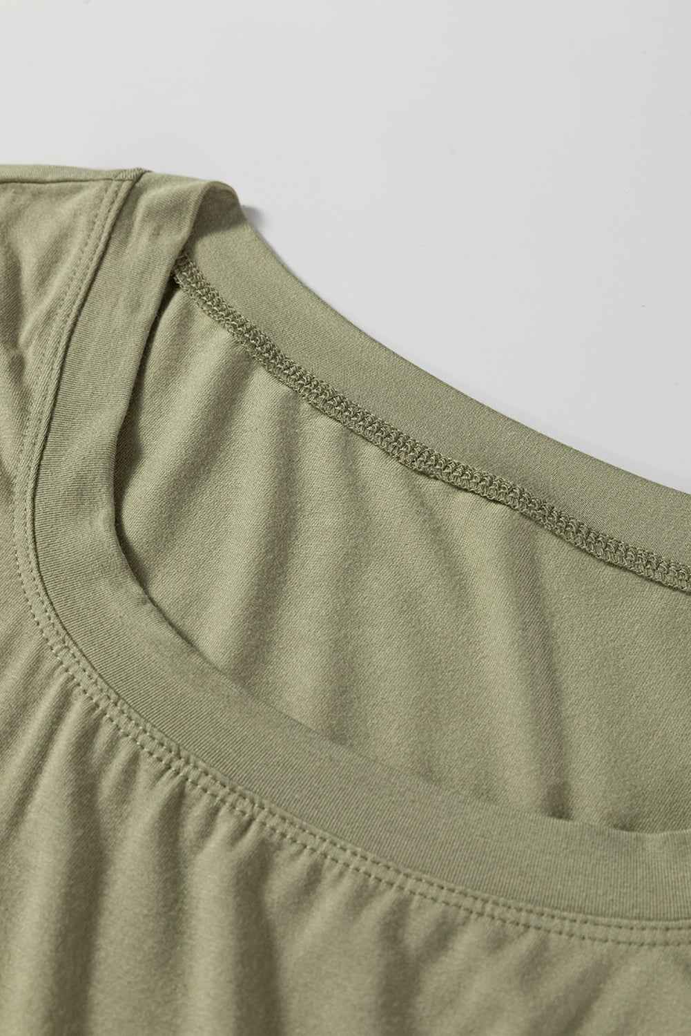 Laurel Green Solid Color Long Sleeve Fitted Top