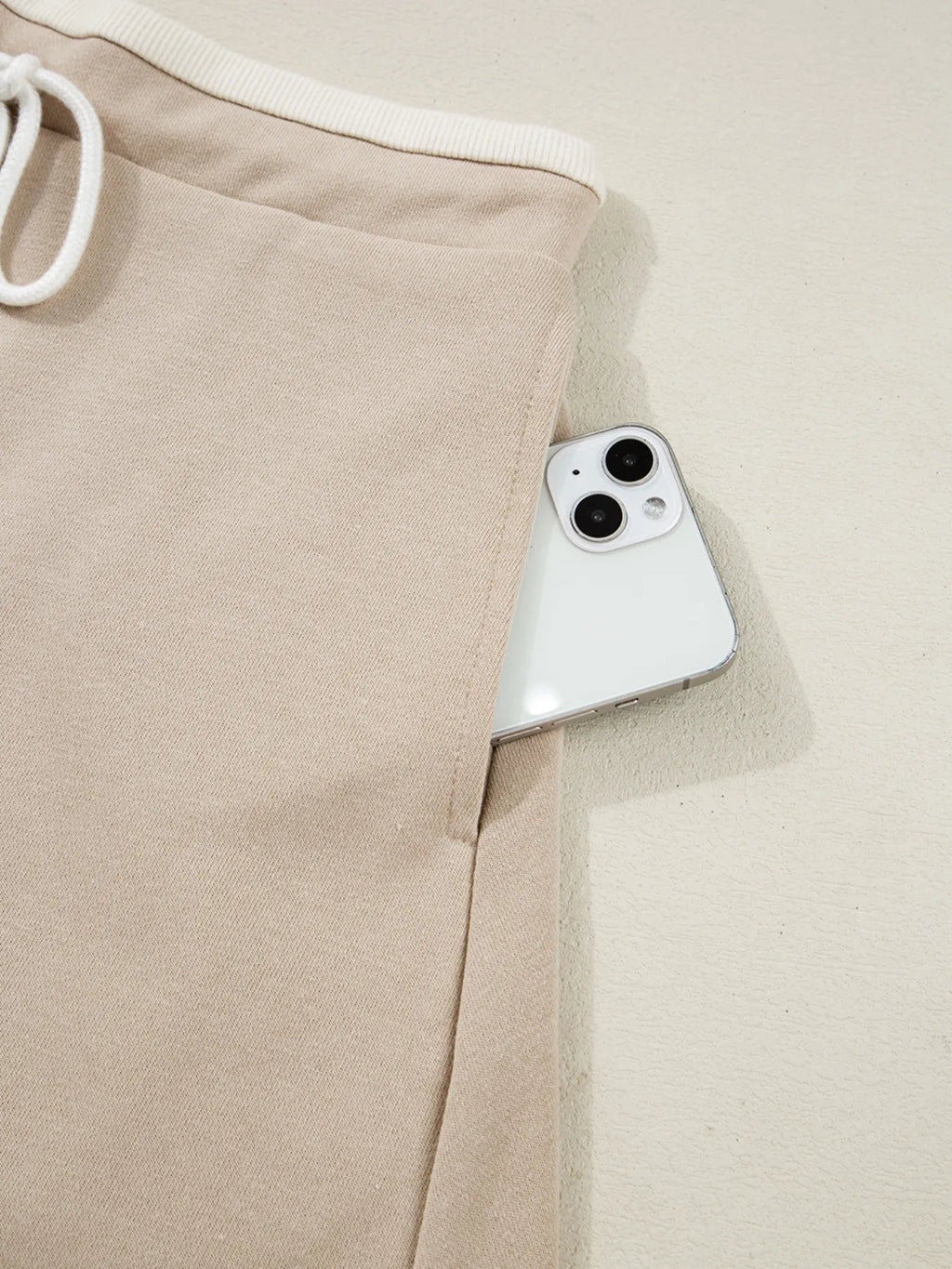 Contrast Collared Neck Top and Drawstring Mini Skirt Set.