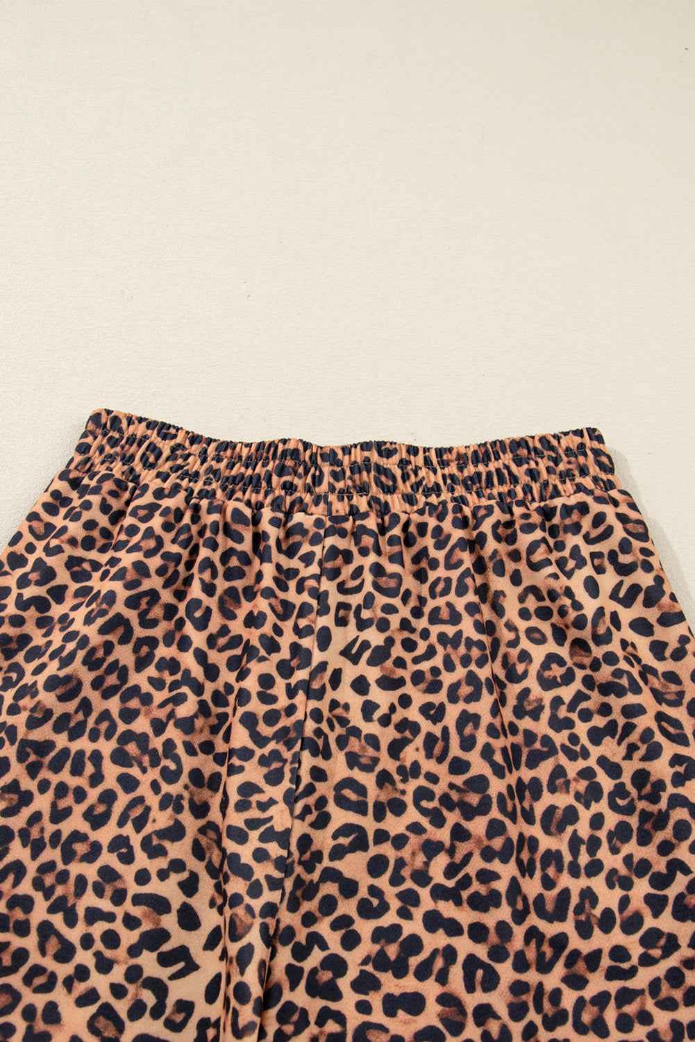 Khaki Leopard Pullover and Pants 2pcs Outfit with Bow Embroidery