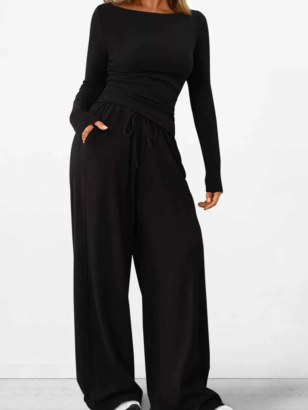 Long Sleeve Top and Wide Leg Pants Set