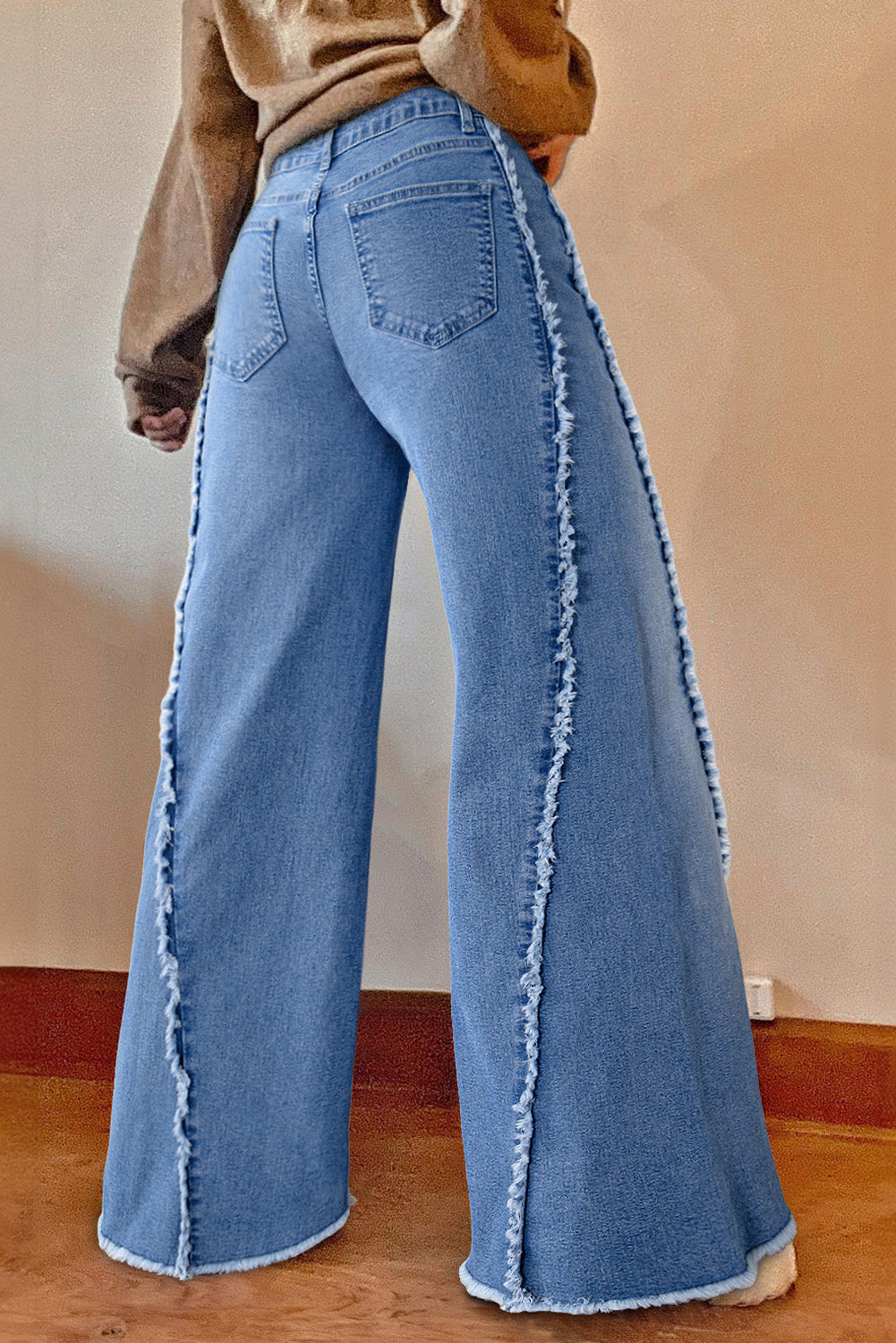 Beau Blue Vintage Stitching Raw Hem Flared Jeans Dear-Lover Dropshipping