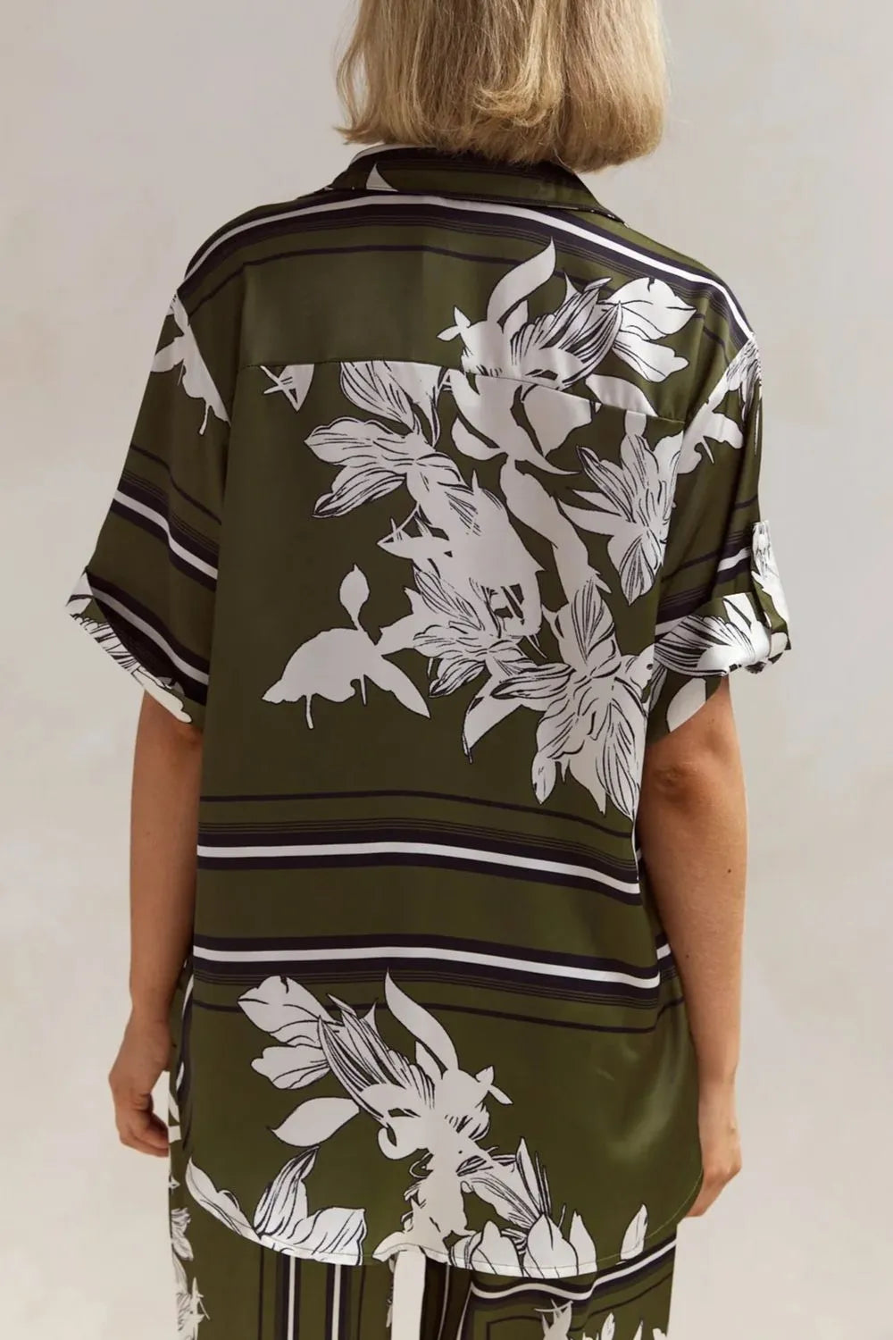 Printed Button Up Shirt and Pants Set - CHIC TB