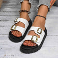 Double Buckle Slide Sandals