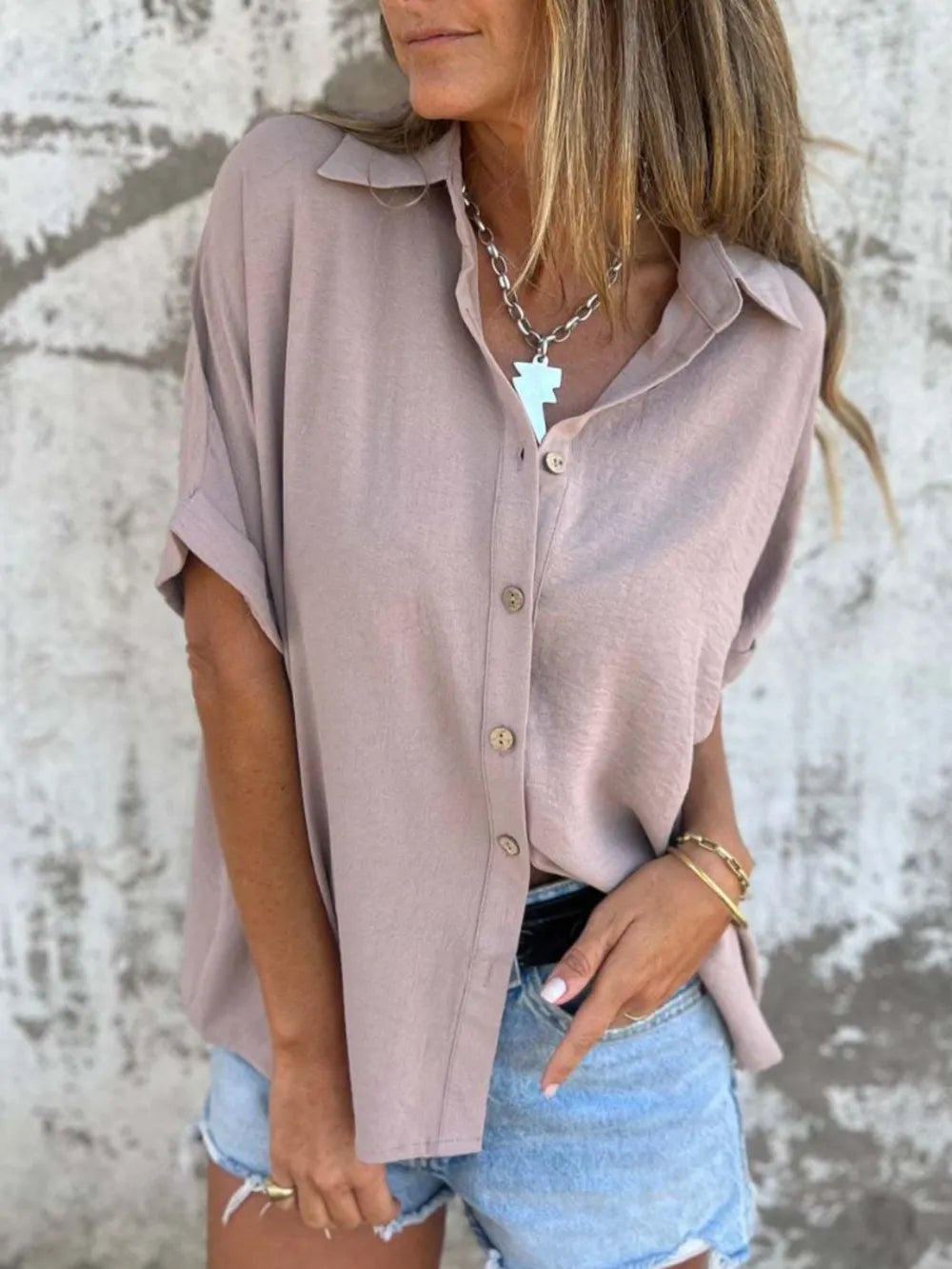 Button Down Short Sleeve Shirt Plus Size.