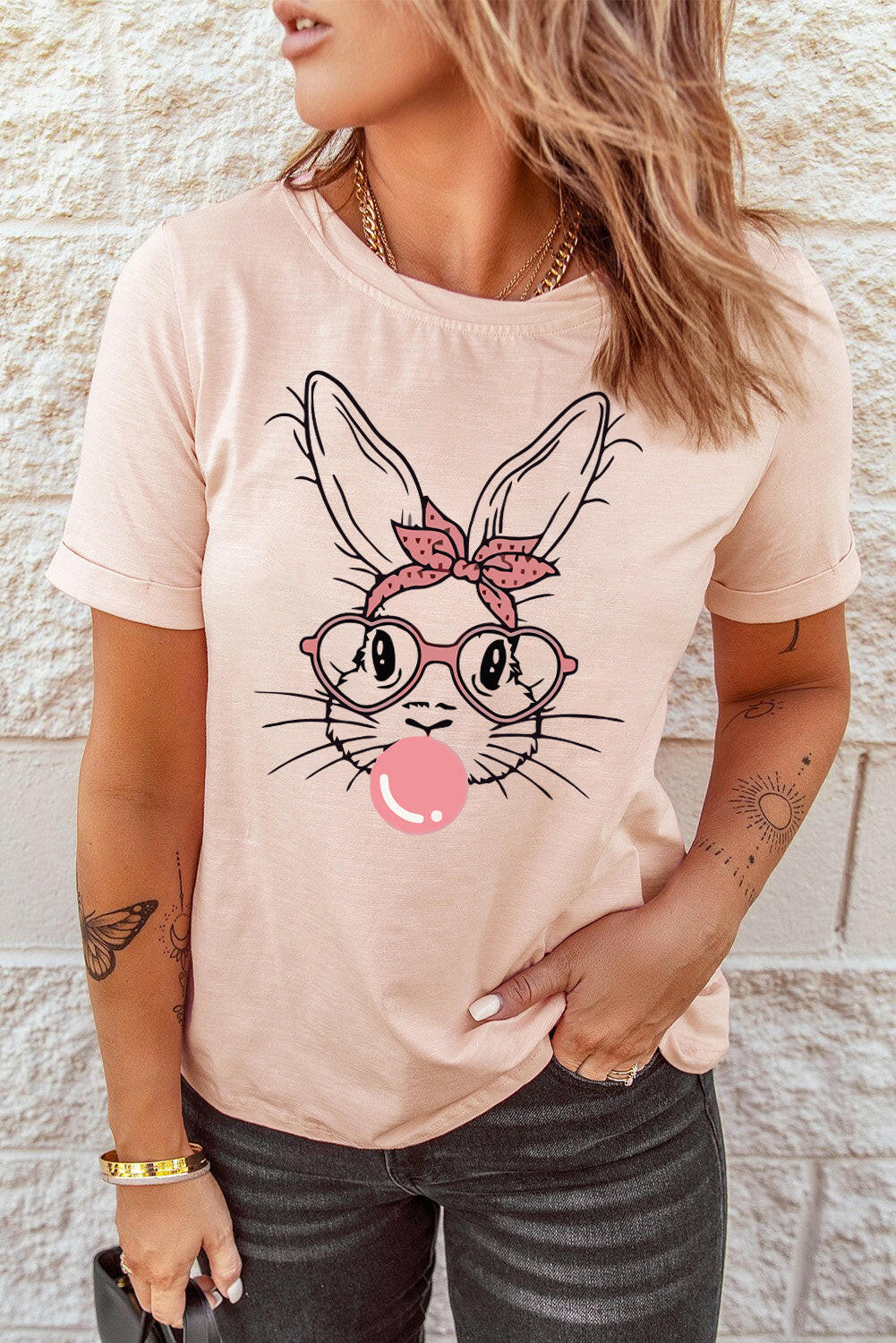 Rabbit Graphic Easter Tee Shirt.