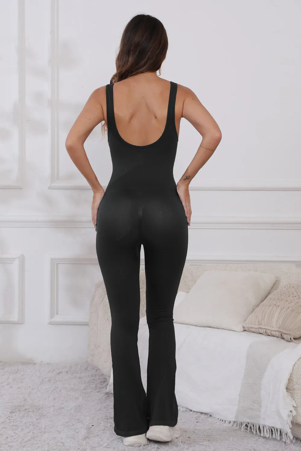 Scoop Neck Wide Strap Active Jumpsuit.