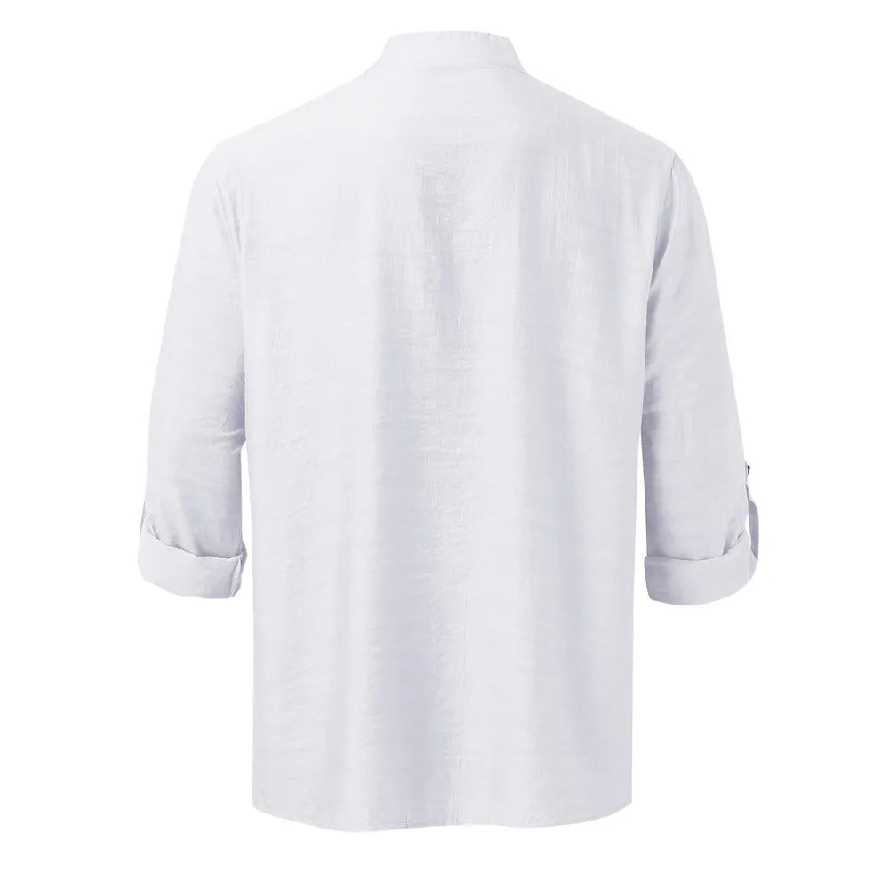 Men's Full Size Half Button Long Sleeve Shirt Plus Size.