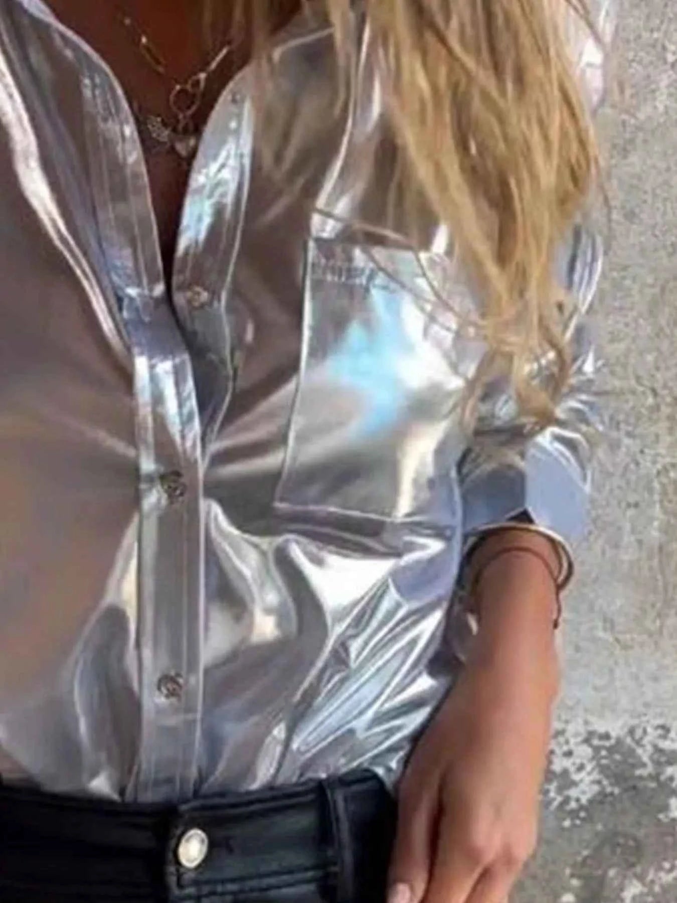 Full Size Button-Down Long Sleeve Shirt Plus Size