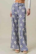 BiBi Flower Printed Side Pocket Wide Pants