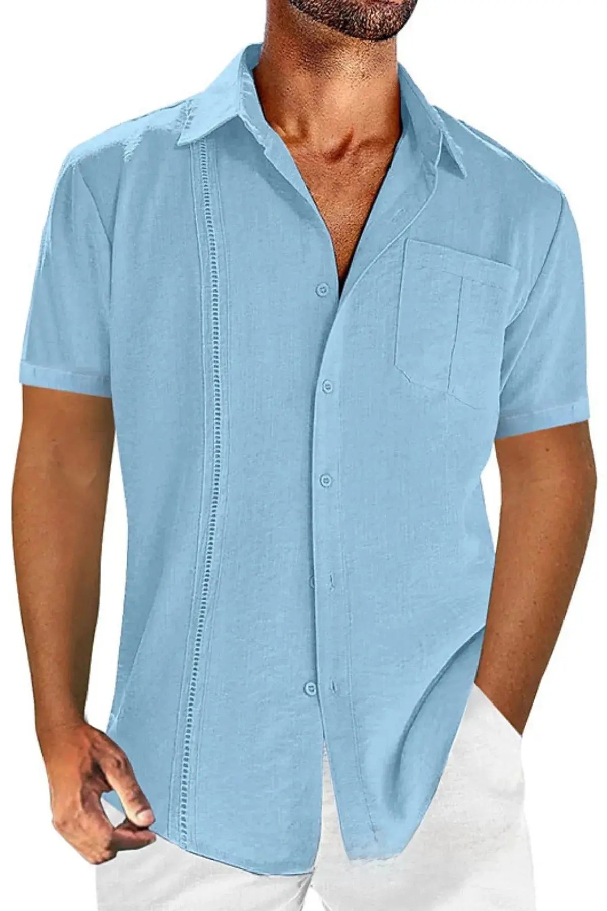 Men's Full Size Casual Short Sleeve Button Down Shirt Plus Size.