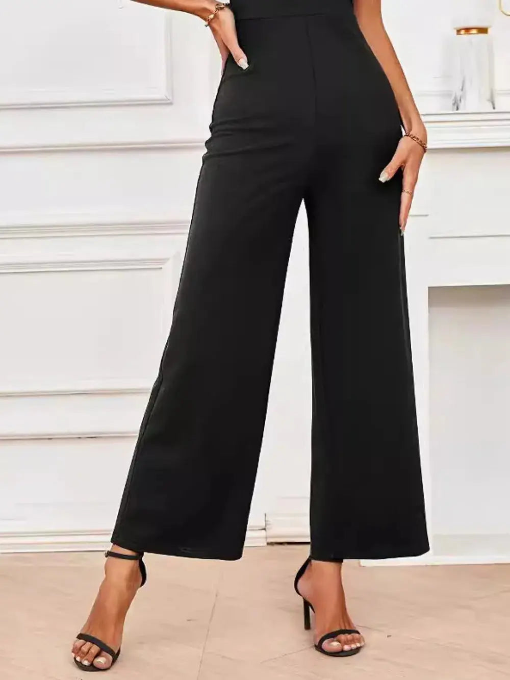 V-Neck Flutter Sleeve Jumpsuit.