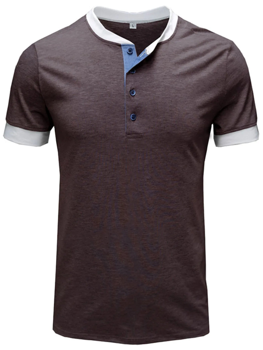 Men's Contrast Trim Henley Top.
