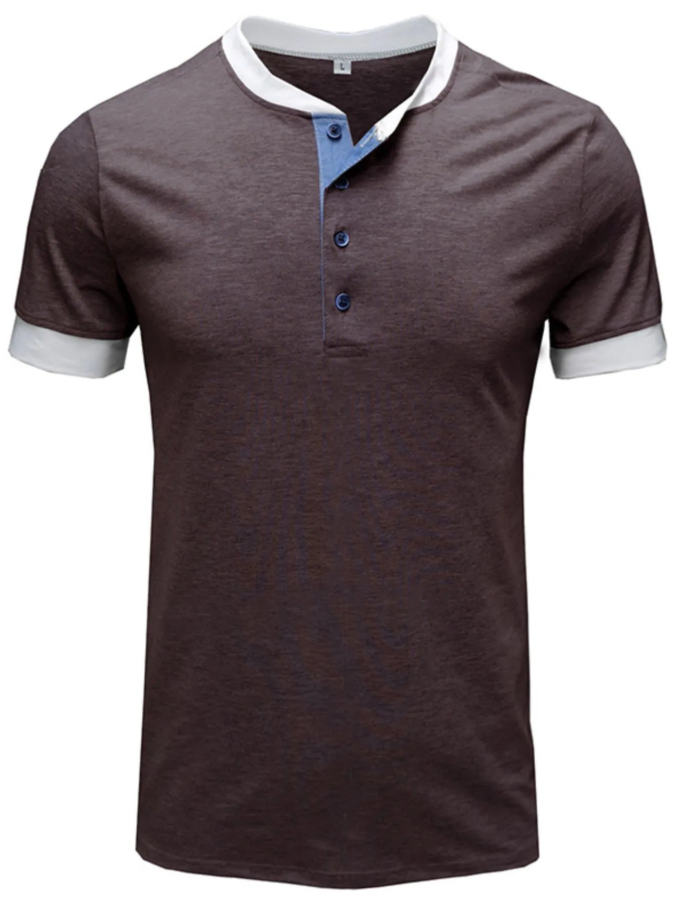Men's Contrast Trim Henley Top.