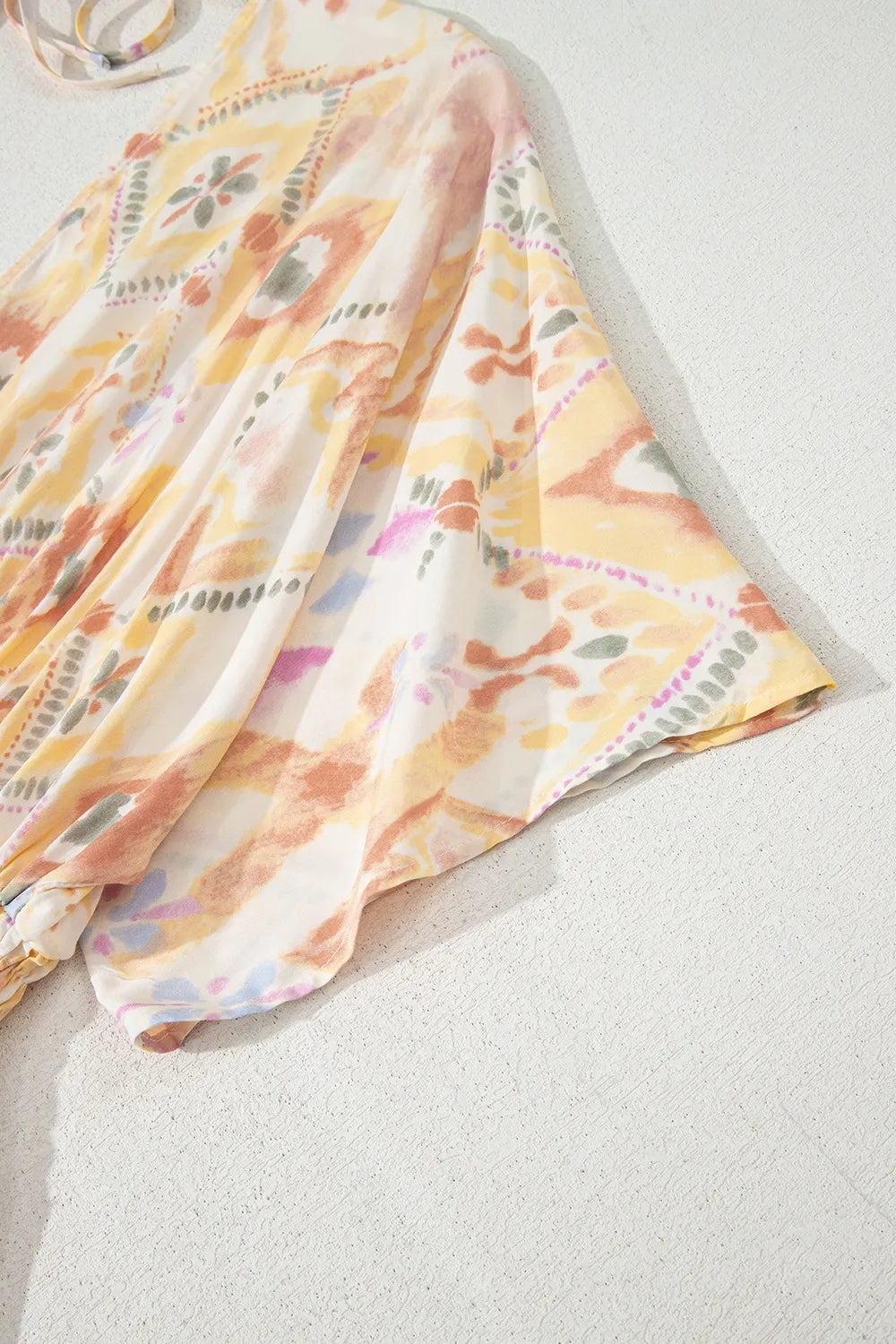 Half Sleeve Shirred High Waist Maxi Dress.