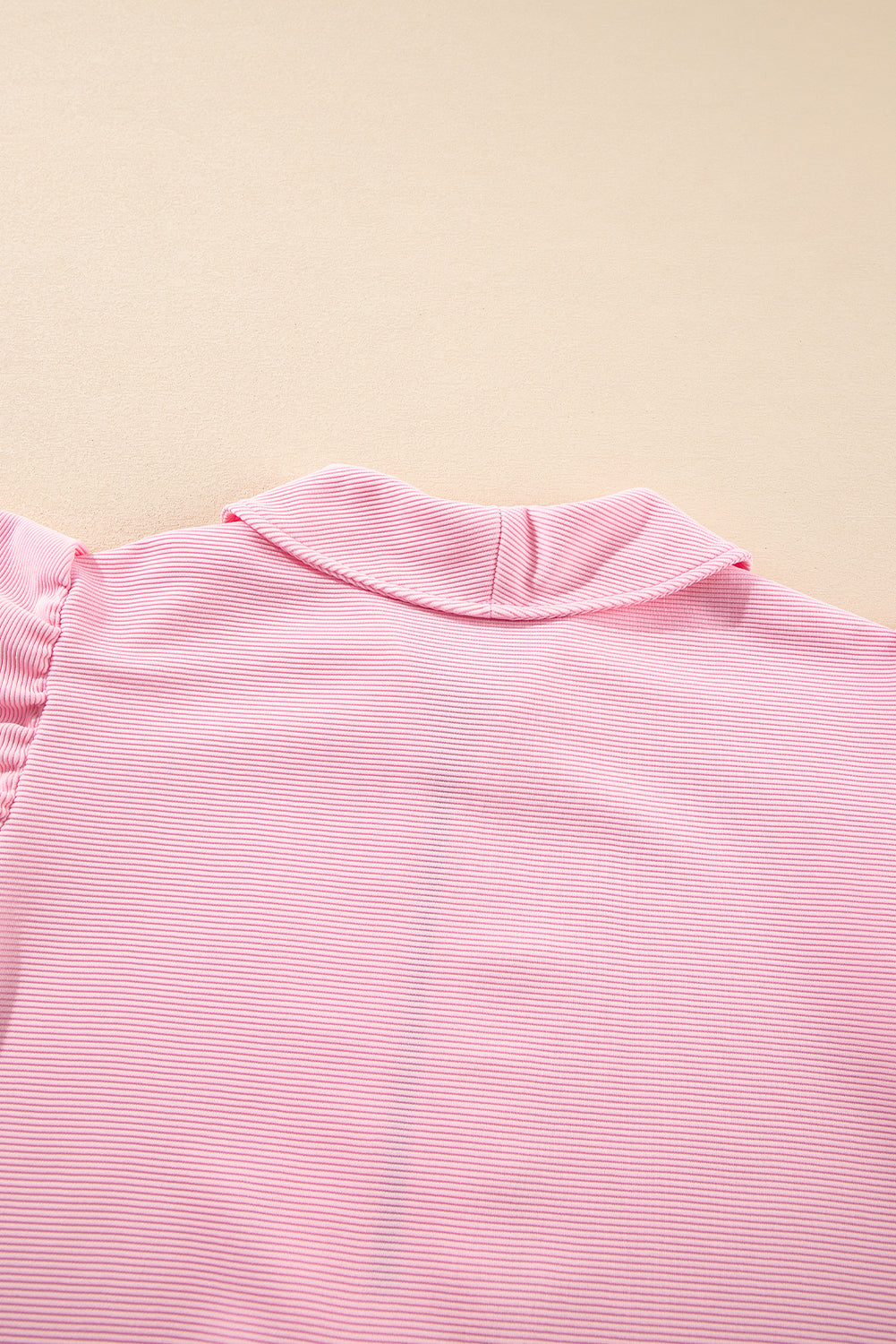 Pink Textured Ruffled Sleeve Zipped Top and Wide Leg Pants Set Dear-Lover Dropshipping